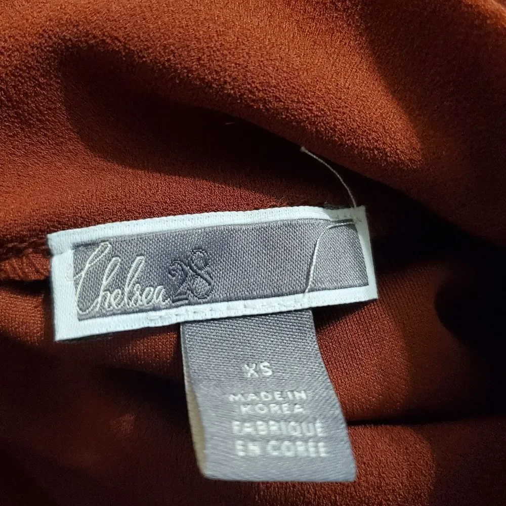 Chelsea 28 Rust Burnt Orange Mockneck Long Sleeve Dress (XS)